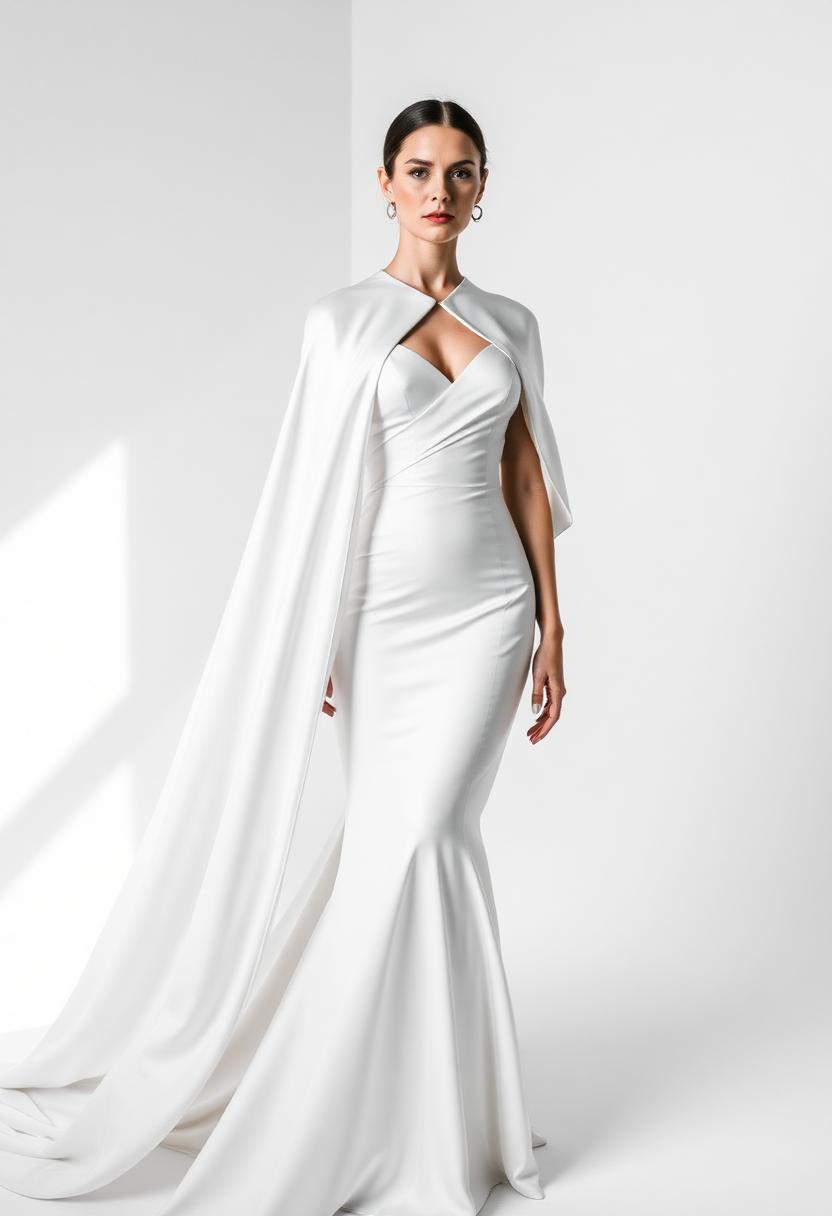 Vestido de noiva Contemporâneo com Capa